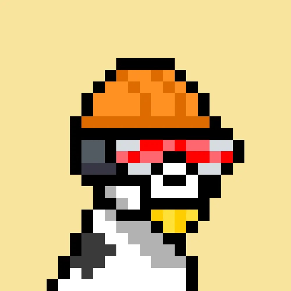 Builder Hat Doginal Dog in pixel art
